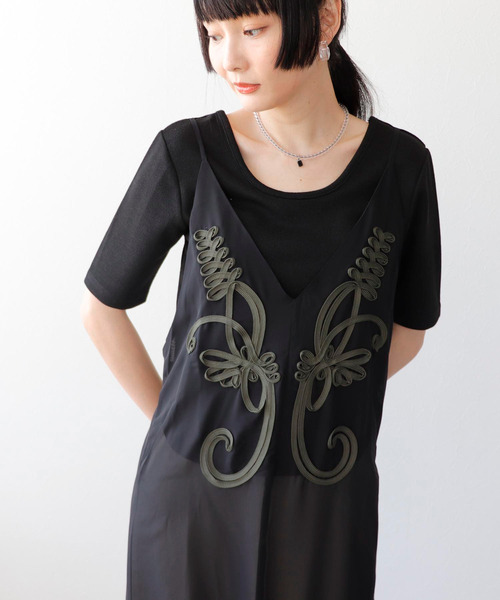 Three Four Time（ｽﾘｰﾌｫｰﾀｲﾑ）の「ラメテレコカップイン五分袖プルオーバー（Tシャツ/カットソー・レディース・ライム/ブラック/ブルーグレー/オフホワイト・FREE）」の22枚目の写真