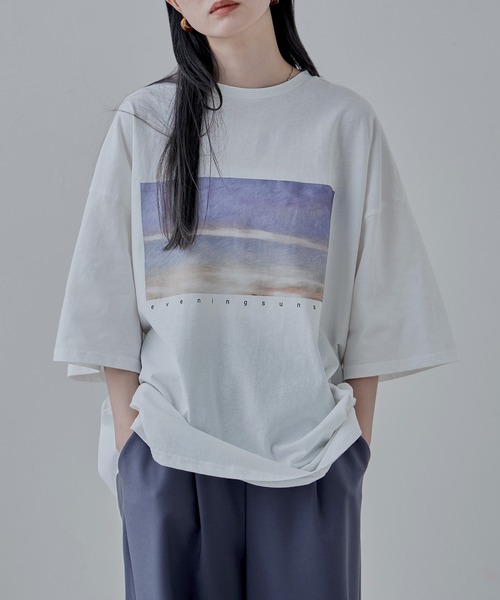 etoll.(エトル)の「デザインプリントBIGシルエットTシャツ(Tシャツ/カットソー・レディース・ブラック/オフホワイト・M)」の11枚目の写真