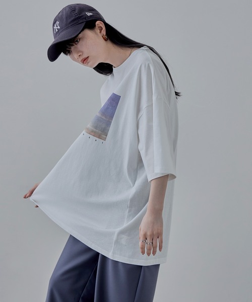 etoll.(エトル)の「デザインプリントBIGシルエットTシャツ(Tシャツ/カットソー・レディース・ブラック/オフホワイト・M)」の12枚目の写真