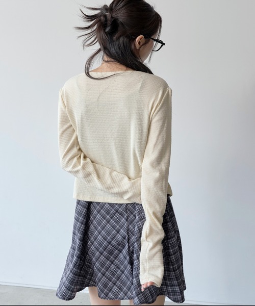 UNE MANSION（ユヌマンション）の「【肩紐調節可能】ボヘミアンリボンチェックミニワンピース（ワンピース・レディース・ブラック/スカイブルー・FREE）」の10枚目の写真