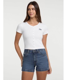 GUESS JEANS | GUESS JEANS Sl Cn Snap Embro Slim Top 半袖 シャツ レディース(Tシャツ/カットソー)