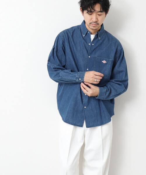 DANTON(ダントン)の「【DANTON/ダントン】DOT BUTTON B.D. SHIRT LS 25SS(シャツ/ブラウス・メンズ・インディゴブルー/ブルー・40/42/44)」の4枚目の写真