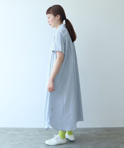 bulle de savon 半袖ひざ丈ワンピース オリーブグリーン AMBIDEX Store 80 / タイプライター ナチュラルトリプル