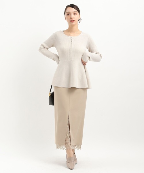 Andemiu（アンデミュウ）の「ラメホックペプラムニット327306（ニット/セーター・レディース・ライトグレー/ネイビー/ベージュ・FREE）」の14枚目の写真