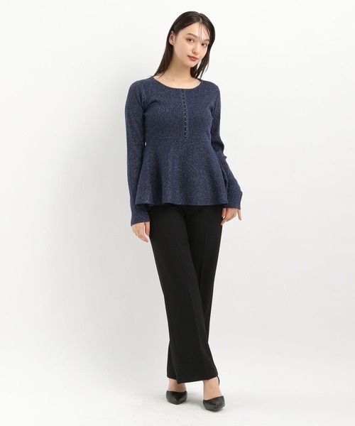 Andemiu（アンデミュウ）の「ラメホックペプラムニット327306（ニット/セーター・レディース・ライトグレー/ネイビー/ベージュ・FREE）」の16枚目の写真