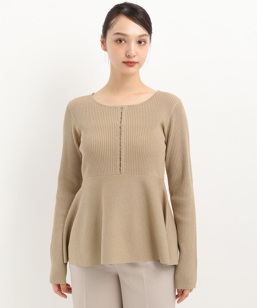 Andemiu（アンデミュウ）の「ラメホックペプラムニット327306（ニット/セーター・レディース・ライトグレー/ネイビー/ベージュ・FREE）」の21枚目の写真