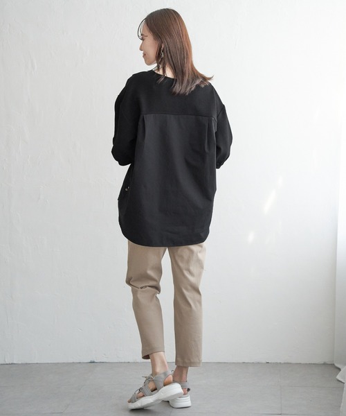 ikka（イッカ）の「異素材切り替えサイドリボンプルオーバー（Tシャツ/カットソー・レディース・ブラック/グリーン系その他/ネイビー/ベージュ・M/L/S）」の11枚目の写真