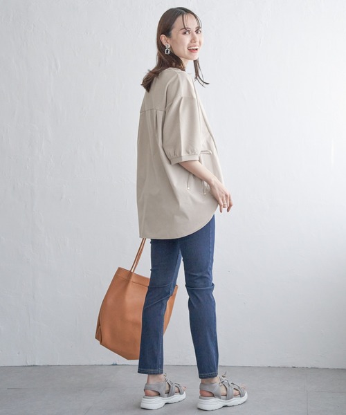 ikka（イッカ）の「異素材切り替えサイドリボンプルオーバー（Tシャツ/カットソー・レディース・ブラック/グリーン系その他/ネイビー/ベージュ・M/L/S）」の15枚目の写真