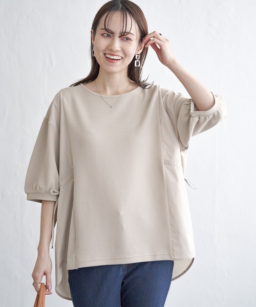 ikka（イッカ）の「異素材切り替えサイドリボンプルオーバー（Tシャツ/カットソー・レディース・ブラック/グリーン系その他/ネイビー/ベージュ・M/L/S）」の17枚目の写真