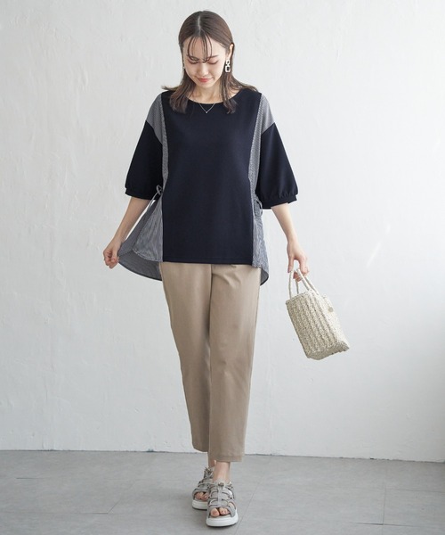 ikka（イッカ）の「異素材切り替えサイドリボンプルオーバー（Tシャツ/カットソー・レディース・ブラック/グリーン系その他/ネイビー/ベージュ・M/L/S）」の20枚目の写真