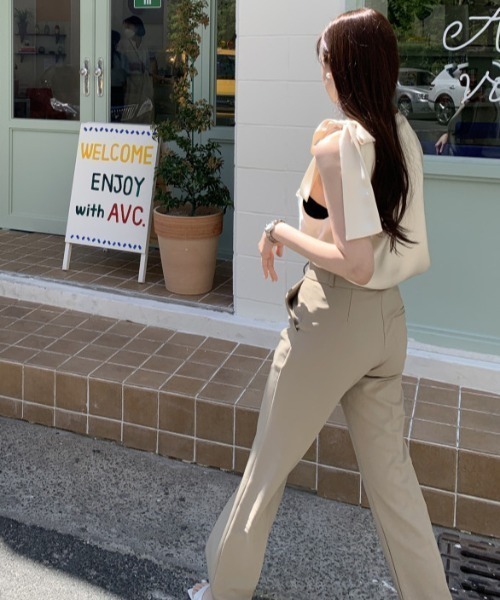 PIN(ピン)の「サテン肩リボンブラウス(シャツ/ブラウス・レディース・アイボリー/ネイビー・FREE)」の16枚目の写真