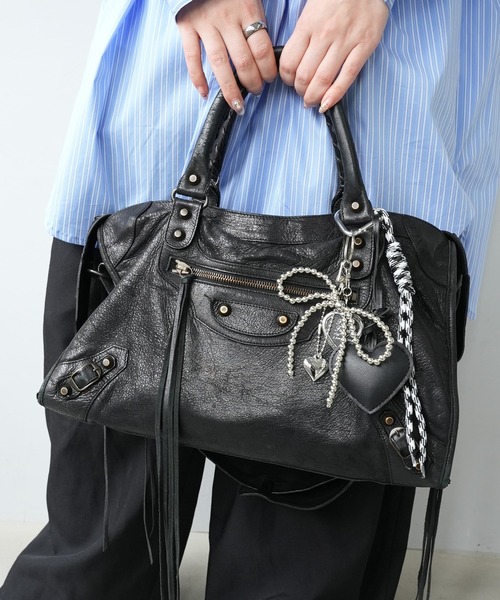 じゃらじゃらキーチャーム ハートカラビナ ハートリボンチャーム