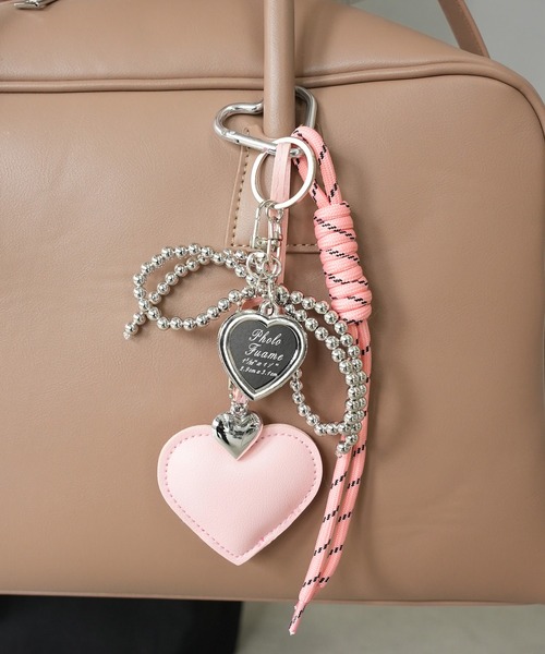 じゃらじゃらキーチャーム ハートカラビナ ハートリボンチャーム