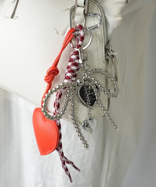 じゃらじゃらキーチャーム ハートカラビナ ハートリボンチャーム