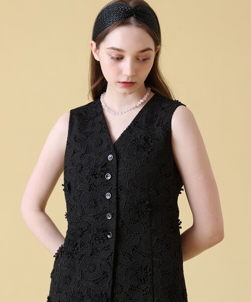 アナイ　3Dレース刺繍ジレ ブラウス　ベスト　レースブラウス セール】3Dレース刺繍ジレ ブラウス（シャツ/ブラウス）｜ANAYI