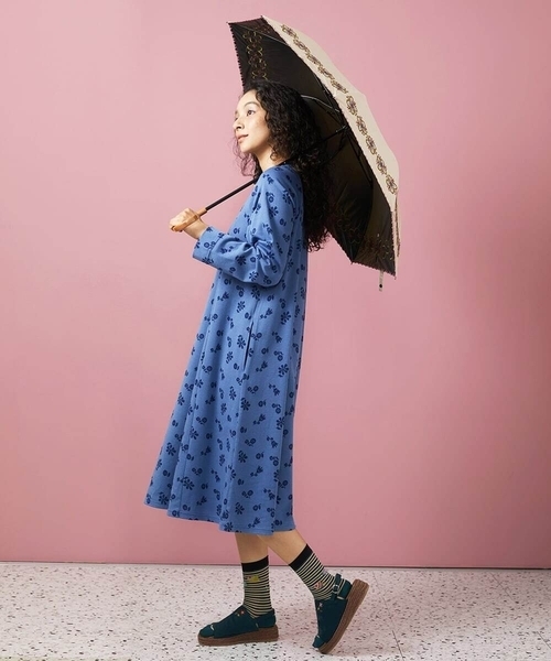 晴雨兼用・UVカット】フラワー刺繍折り畳み傘（折りたたみ傘