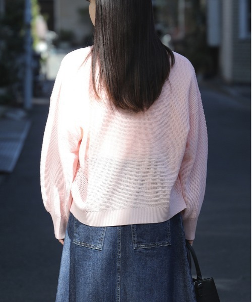 HONEYSUCKLE ROSE（ハニーサックルローズ）の「【HONEYSUCKLE ROSE】ワッフルニットカーデ（カーディガン/ボレロ・レディース・ブラック/イエロー/オフホワイト/ピンク・M/L）」の7枚目の写真