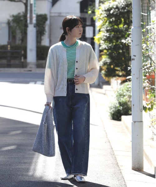 HONEYSUCKLE ROSE（ハニーサックルローズ）の「【HONEYSUCKLE ROSE】ワッフルニットカーデ（カーディガン/ボレロ・レディース・ブラック/イエロー/オフホワイト/ピンク・M/L）」の8枚目の写真