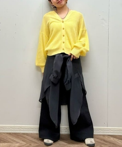 HONEYSUCKLE ROSE（ハニーサックルローズ）の「【HONEYSUCKLE ROSE】ワッフルニットカーデ（カーディガン/ボレロ・レディース・ブラック/イエロー/オフホワイト/ピンク・M/L）」の22枚目の写真