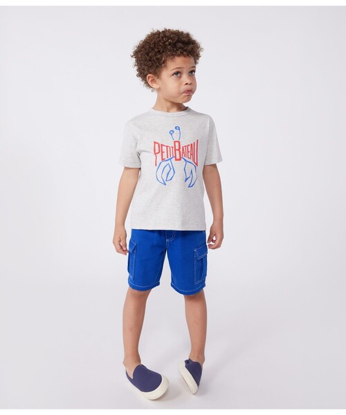 PETIT BATEAU(プチバトー)の「半袖Tシャツ(Tシャツ/カットソー・キッズ・オフホワイト/グレー・3YEAR/4YEAR/5YEAR)」の3枚目の写真
