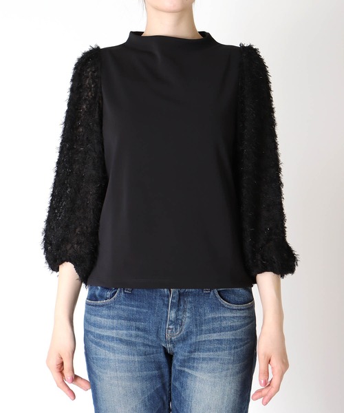 Jines（ジネス）の「ファンシースリーブドッキングトップス（Tシャツ/カットソー・レディース・オフホワイト/ブラック・38）」の3枚目の写真