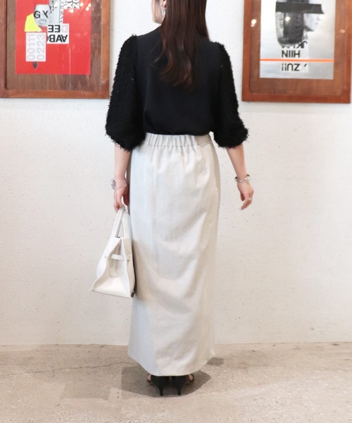 Jines（ジネス）の「ファンシースリーブドッキングトップス（Tシャツ/カットソー・レディース・オフホワイト/ブラック・38）」の7枚目の写真