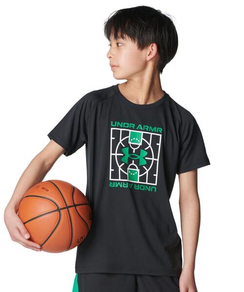 UNDER ARMOUR(アンダーアーマー)の「UAテック ロゴ ショートスリーブ Tシャツ(バスケットボール/キッズ)(Tシャツ/カットソー・キッズ・ブラック・160cm/150cm/140cm/130cm)」の1枚目の写真