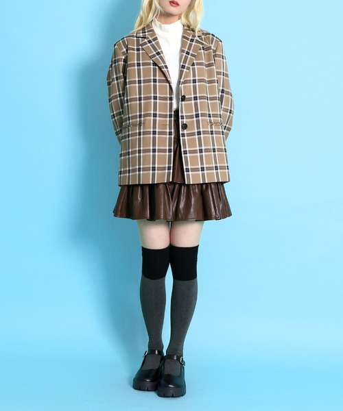 PUNYUS（プニュズ）の「チェックオーバーテーラードジャケット（テーラードジャケット・レディース・グレー/ベージュ・1/2/3/4）」の16枚目の写真