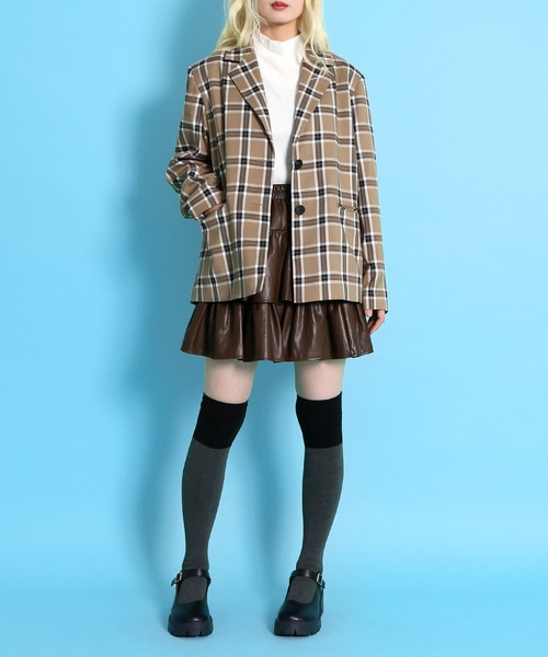 PUNYUS（プニュズ）の「チェックオーバーテーラードジャケット（テーラードジャケット・レディース・グレー/ベージュ・1/2/3/4）」の17枚目の写真