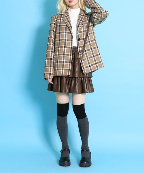 PUNYUS（プニュズ）の「チェックオーバーテーラードジャケット（テーラードジャケット・レディース・グレー/ベージュ・1/2/3/4）」の18枚目の写真