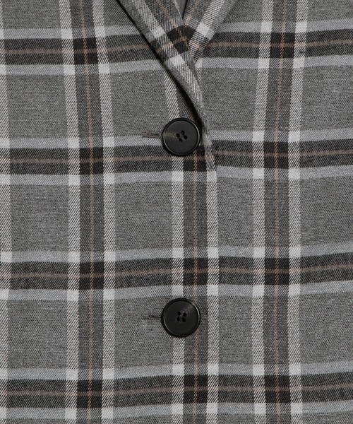 PUNYUS（プニュズ）の「チェックオーバーテーラードジャケット（テーラードジャケット・レディース・グレー/ベージュ・1/2/3/4）」の10枚目の写真