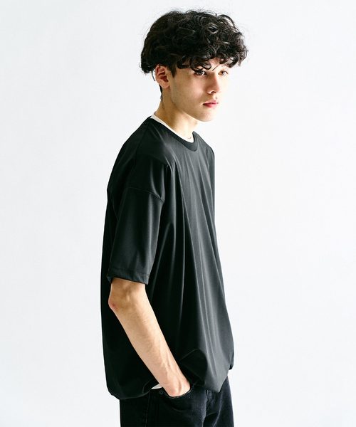 417 EDIFICE（フォーワンセブンエディフィス）の「"超冷感"UVCUT Freezetec Tシャツ（Tシャツ/カットソー・メンズ・チャコールグレー/ブラック/ベージュ/ブルー系その他・SMALL/MEDIUM/LARGE）」の10枚目の写真