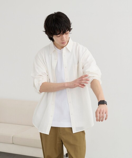 coen(コーエン)の「リネン混インドコットンシャツ(シャツ/ブラウス・メンズ・オリーブ/ネイビー/ライトブルー/ホワイト/オフホワイト・XL/M/S/L)」の16枚目の写真