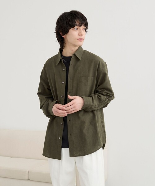 coen(コーエン)の「リネン混インドコットンシャツ(シャツ/ブラウス・メンズ・オリーブ/ネイビー/ライトブルー/ホワイト/オフホワイト・XL/M/S/L)」の20枚目の写真