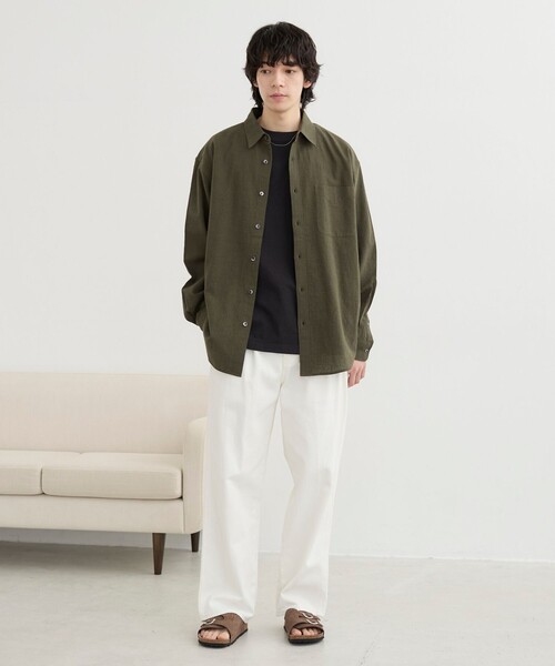 coen(コーエン)の「リネン混インドコットンシャツ(シャツ/ブラウス・メンズ・オリーブ/ネイビー/ライトブルー/ホワイト/オフホワイト・XL/M/S/L)」の21枚目の写真