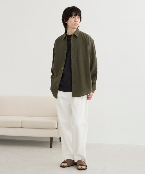 coen(コーエン)の「リネン混インドコットンシャツ(シャツ/ブラウス・メンズ・オリーブ/ネイビー/ライトブルー/ホワイト/オフホワイト・XL/M/S/L)」の7枚目の写真