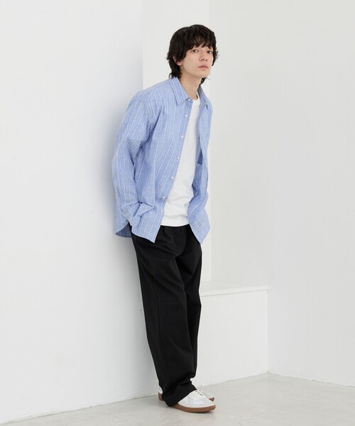 coen(コーエン)の「リネン混インドコットンシャツ(シャツ/ブラウス・メンズ・オリーブ/ネイビー/ライトブルー/ホワイト/オフホワイト・XL/M/S/L)」の9枚目の写真