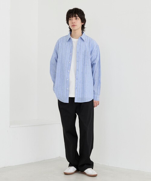 coen(コーエン)の「リネン混インドコットンシャツ(シャツ/ブラウス・メンズ・オリーブ/ネイビー/ライトブルー/ホワイト/オフホワイト・XL/M/S/L)」の11枚目の写真