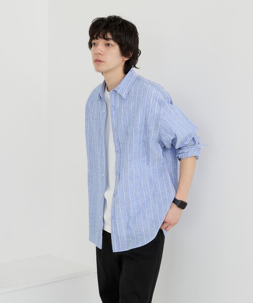 coen(コーエン)の「リネン混インドコットンシャツ(シャツ/ブラウス・メンズ・オリーブ/ネイビー/ライトブルー/ホワイト/オフホワイト・XL/M/S/L)」の12枚目の写真