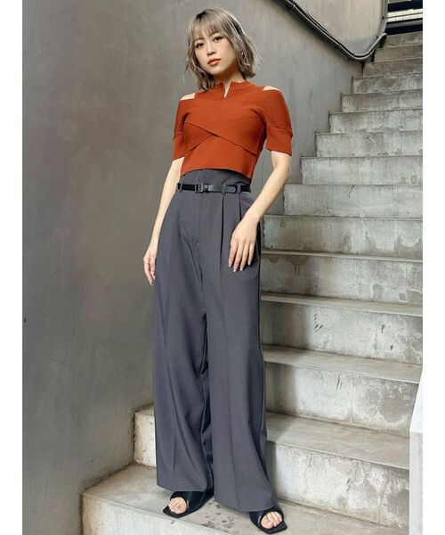 MURUA（ムルーア）の「ZIPカシュクールハーフニット（ニット/セーター・レディース・ベージュ/ブラック/オレンジ/ブルー・FREE）」の7枚目の写真