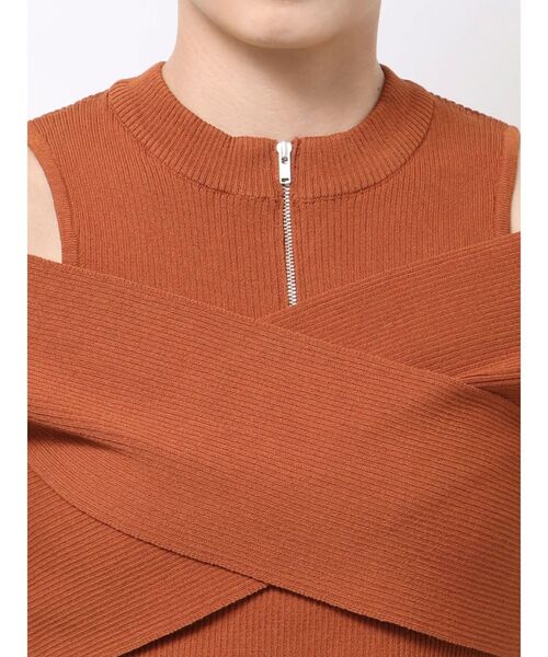 MURUA（ムルーア）の「ZIPカシュクールハーフニット（ニット/セーター・レディース・ベージュ/ブラック/オレンジ/ブルー・FREE）」の11枚目の写真