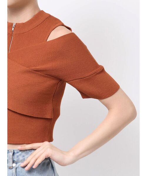 MURUA（ムルーア）の「ZIPカシュクールハーフニット（ニット/セーター・レディース・ベージュ/ブラック/オレンジ/ブルー・FREE）」の12枚目の写真