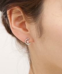 【Peony/ピオニー】/ビジュー付き　ムーンピアス　月