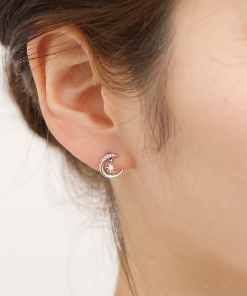 Peony（ピオニー）の「【Peony/ピオニー】/ビジュー付き　ムーンピアス　月（ピアス（両耳用）・レディース・シルバー/ゴールド/ピンクゴールド・FREE）」の2枚目の写真