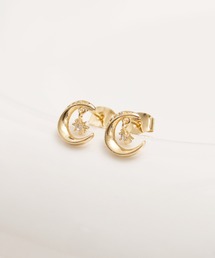 Peony | 【Peony/ピオニー】/ビジュー付き ムーンピアス 月(ピアス(両耳用))