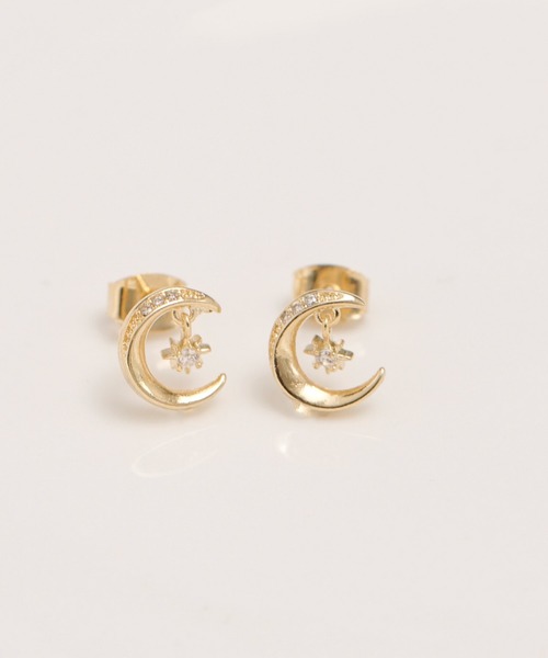 Peony（ピオニー）の「【Peony/ピオニー】/ビジュー付き　ムーンピアス　月（ピアス（両耳用）・レディース・シルバー/ゴールド/ピンクゴールド・FREE）」の5枚目の写真