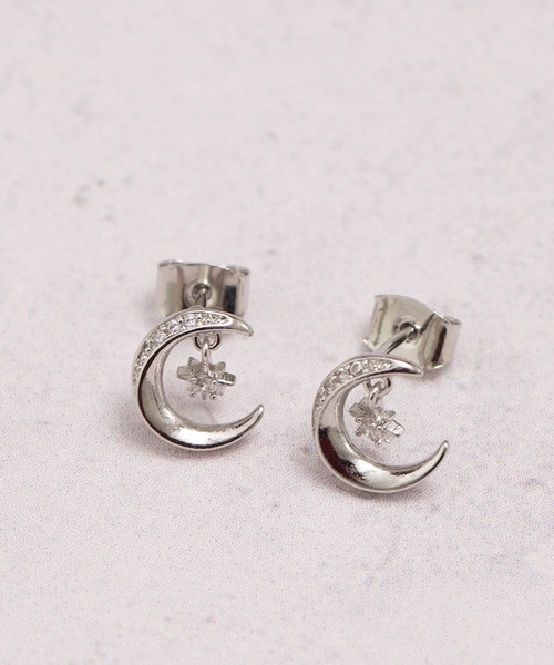 Peony（ピオニー）の「【Peony/ピオニー】/ビジュー付き　ムーンピアス　月（ピアス（両耳用）・レディース・シルバー/ゴールド/ピンクゴールド・FREE）」の7枚目の写真