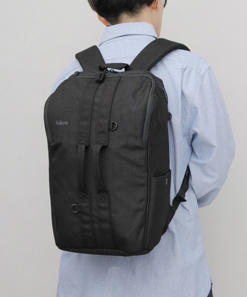 fulcro(フルクロ)の「fulcro フルクロ 撥水 10ポケット バックパック ダブル ビジネスリュック A4サイズ・15インチPC収納対応 ESSENSEシリーズ 16L(バックパック/リュック・メンズ・ブラック・FREE)」の7枚目の写真