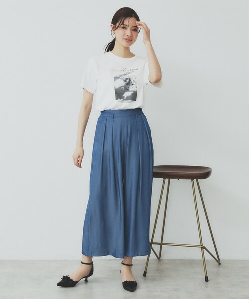 index(インデックス)の「シャンブレータックスカーチョ【接触冷感/洗濯機洗い可】(その他パンツ・レディース・ネイビー/ブルー系その他・40/36/38/42)」の7枚目の写真