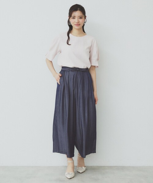 index(インデックス)の「シャンブレータックスカーチョ【接触冷感/洗濯機洗い可】(その他パンツ・レディース・ネイビー/ブルー系その他・40/36/38/42)」の12枚目の写真